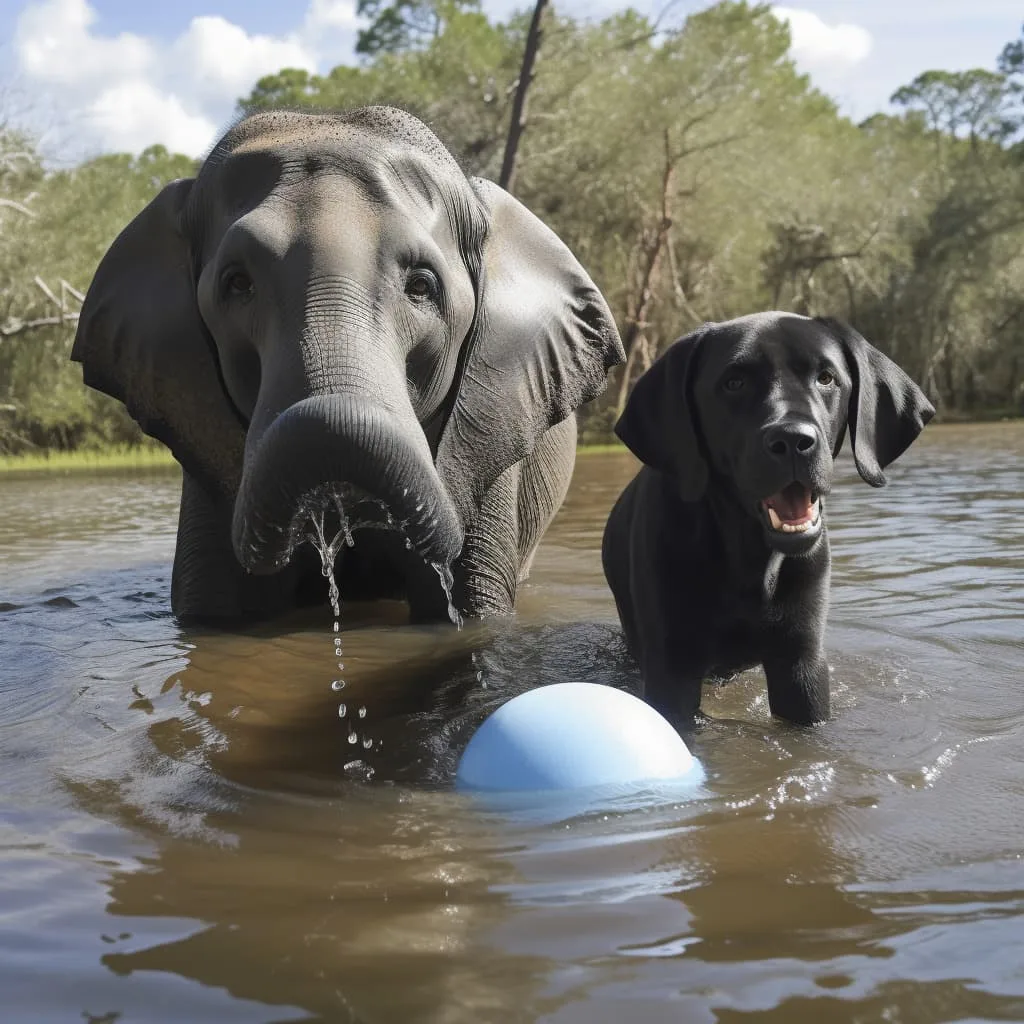 Bubbles the Elephant and Bella the Labrador
