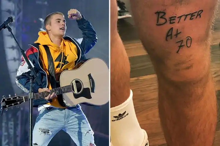 Justin Bieber’s “Better at 70” Thigh Tattoo