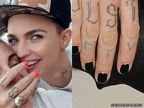 Ruby Rose’s “MTV” Knuckle Tattoo