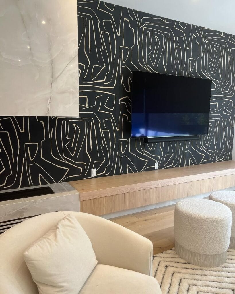 Elevate Your Living Room with Bold Abstract Wallpaper