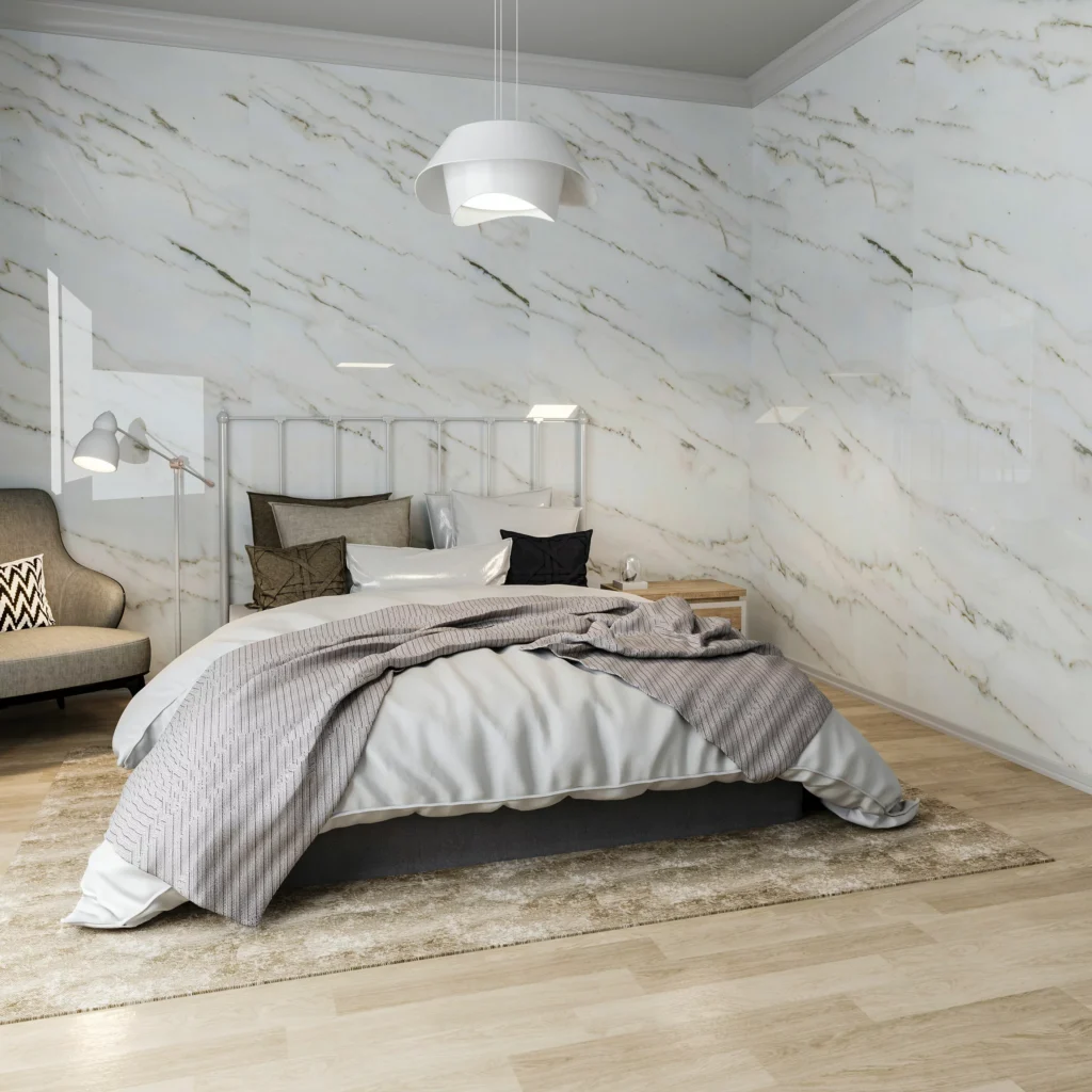 Marble-Effect Wallpaper for Luxe Appeal