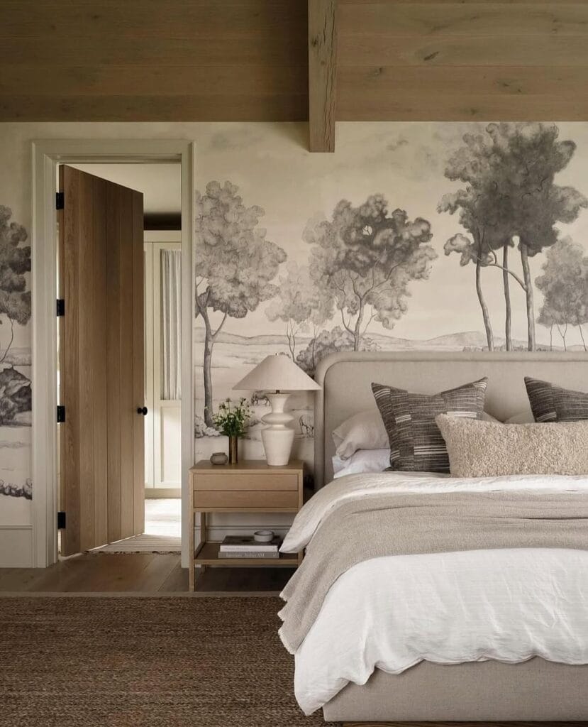 Monochrome Landscape wallpaper for calmness in bedroom