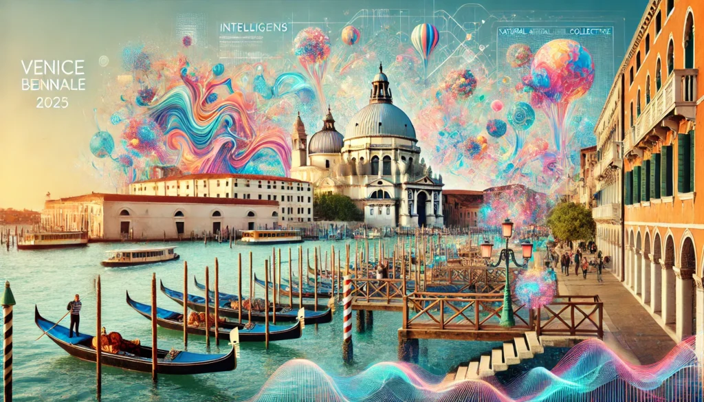 Visitors exploring modern architecture installations at the Venice Biennale 2025 in Italy.
