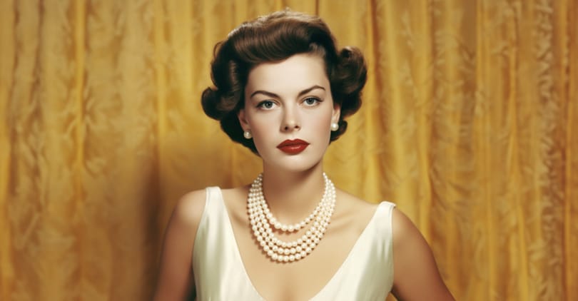 “Marilyn Monroe wearing classic diamond jewelry representing 1950s Hollywood glamour.”