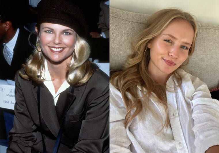 Christie Brinkley and her daughter Sailor Brinkley-Cook posing together on a fashion runway, showcasing their modeling legacy.