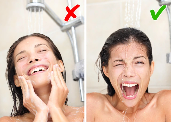 “Checklist of skincare mistakes like using hot water, rubbing with a towel, or skipping moisturizer.”