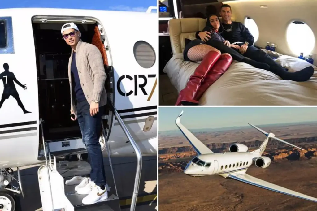 “Cristiano Ronaldo stepping out of his Gulfstream G650 jet”