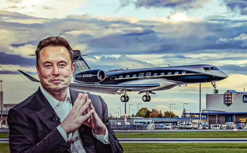 “Elon Musk Gulfstream G700 private jet parked on tarmac”