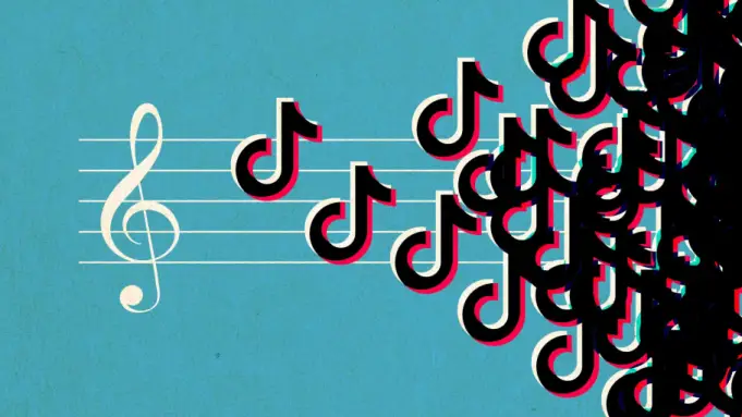 Music producer viewing TikTok analytics dashboard showing song engagement growth.