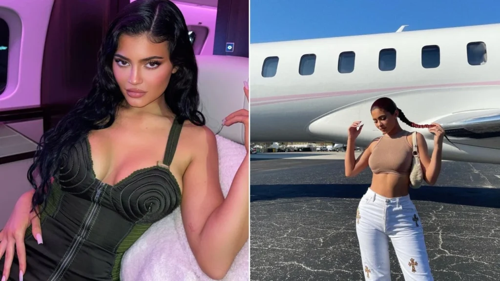 “Kylie Jenner’s pink Global Express private jet luxury cabin”
