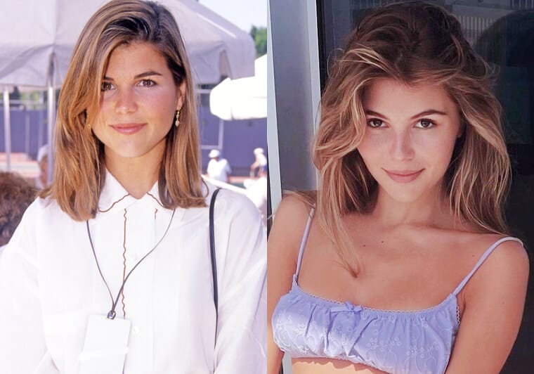 Lori Loughlin and her daughter Olivia Jade Giannulli posing together, highlighting their striking resemblance.