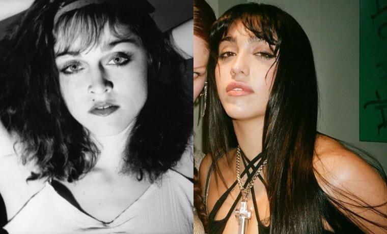 Madonna and her daughter Lourdes Leon posing fashionably, highlighting their shared artistic and fashion influence.