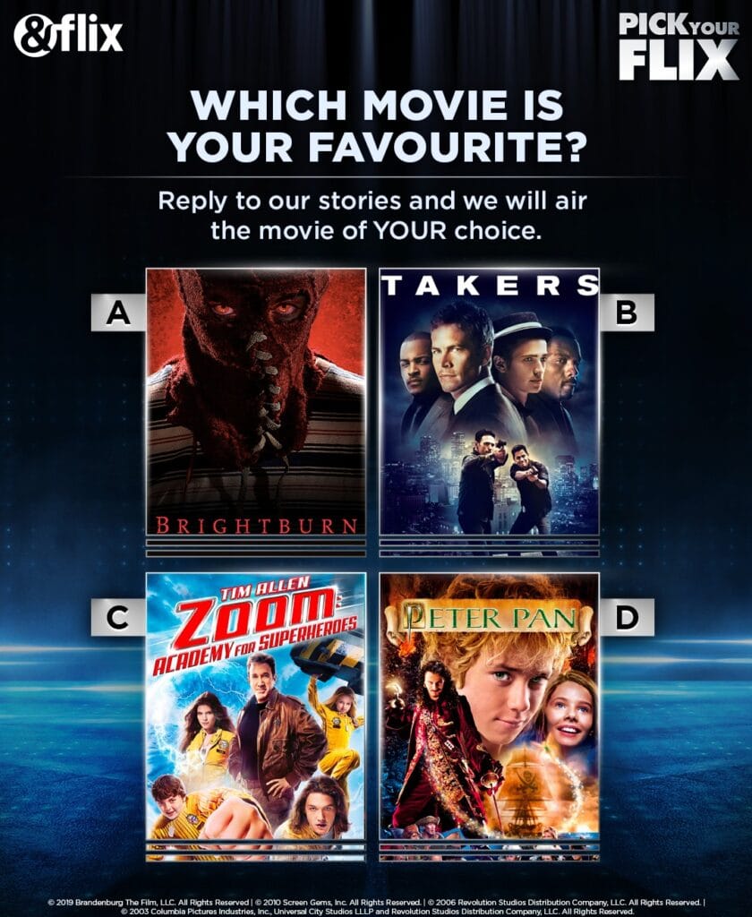 “Close-up of a TV screen showing a movie selection menu for a themed movie night.”