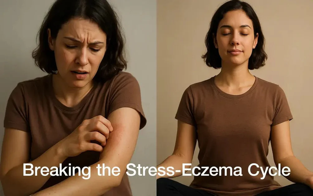 “Illustration showing stress, circulation, and skin health connection.”