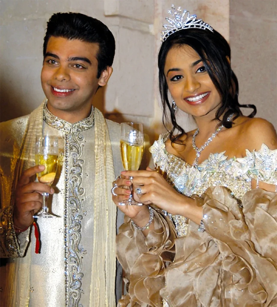 “Lavish Indian billionaire wedding of Vanisha Mittal and Amit Bhatia held in Paris with fireworks at the Eiffel Tower.”