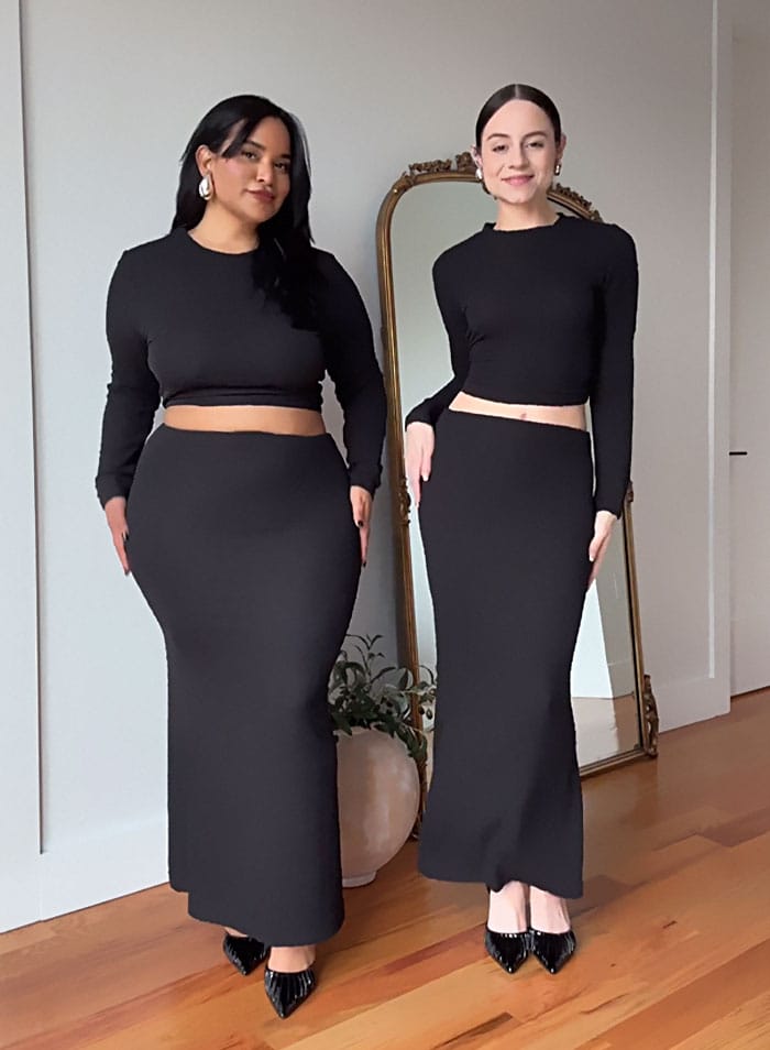 Denise Mercedes and Maria Castellanos wearing coordinated clothing while discussing the growth and future of the Style Not Size campaign.