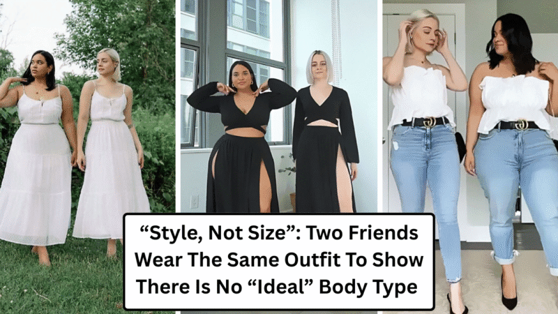 “Style, Not Size”: Two Friends Wear The Same Outfit To Show There Is No “Ideal” Body Type
