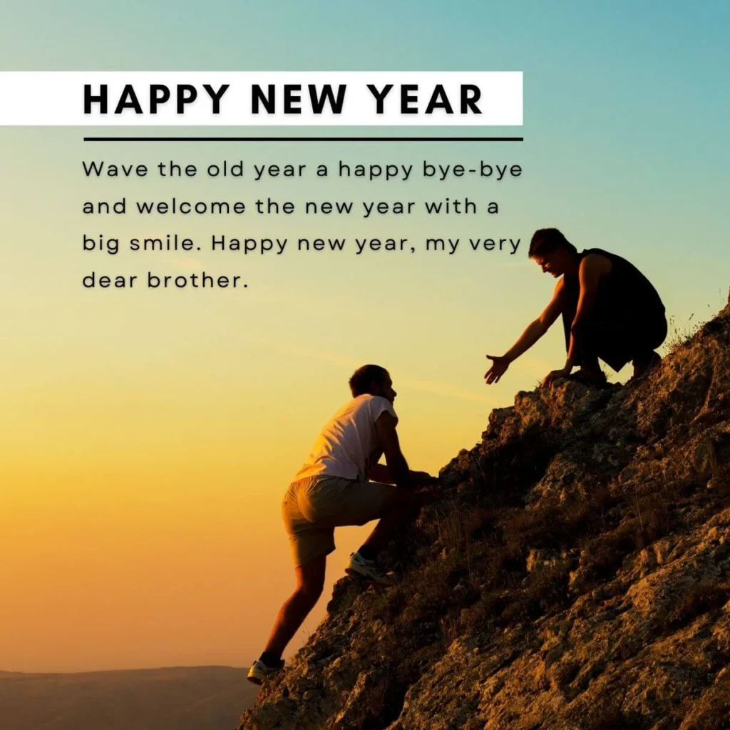 “Motivational New Year 2026 quote with sunrise and mountain background”