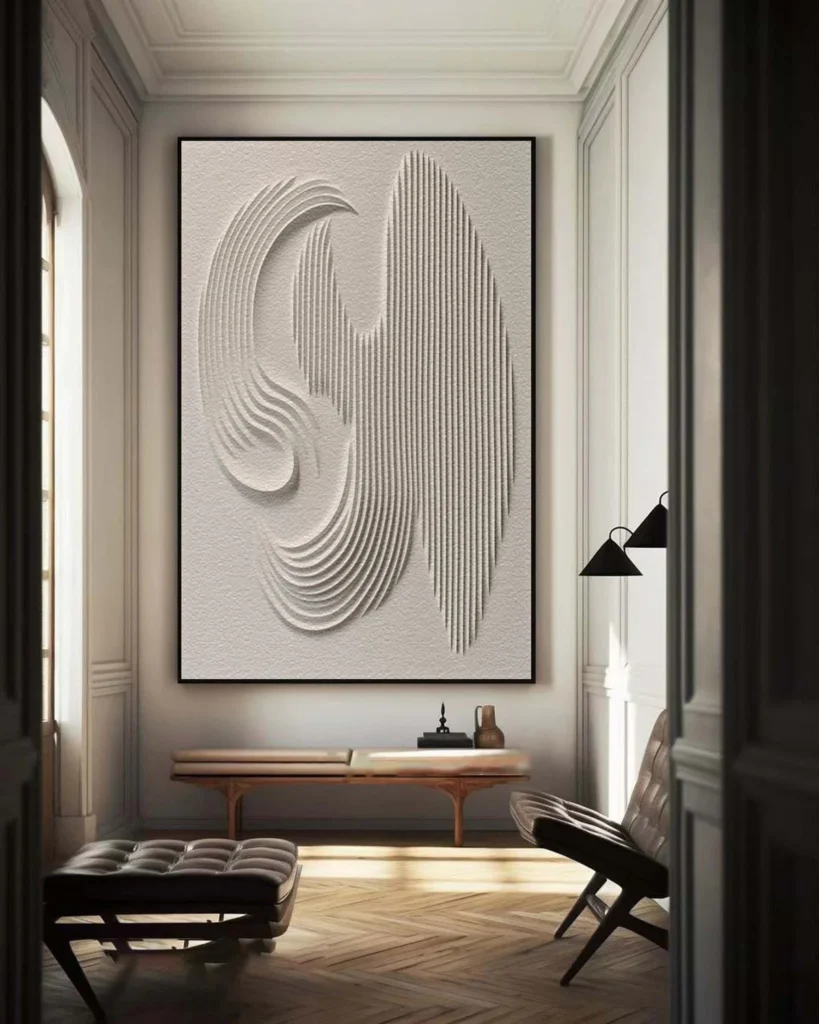 “Neutral 3D textured wall art panel with a modern minimal style”