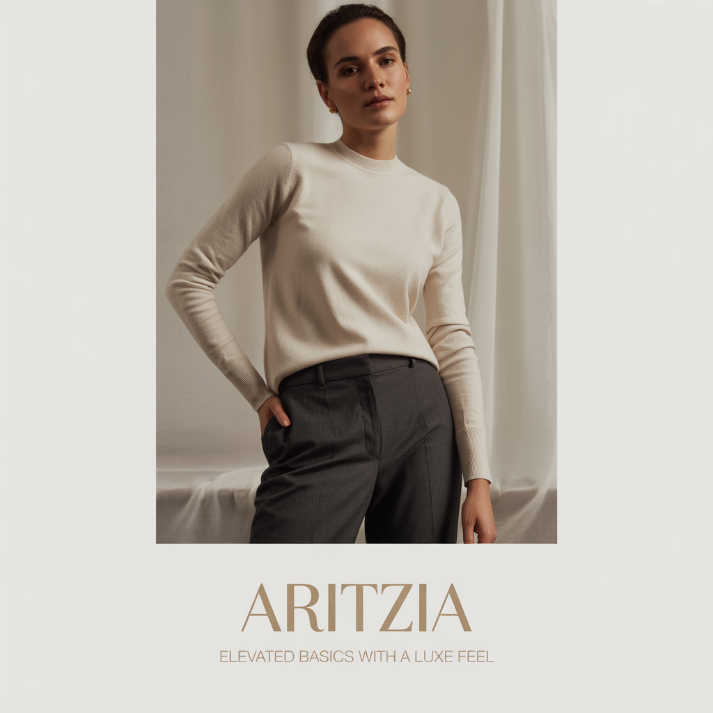 “Aritzia high-quality basics and luxury-inspired clothing for young adults.”