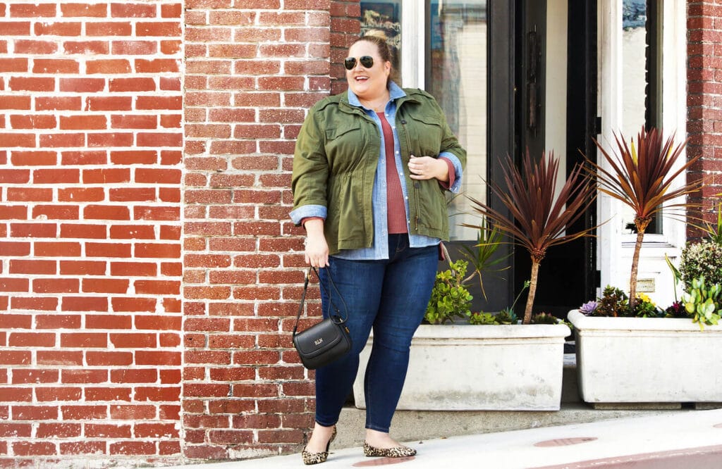Plus size wardrobe essentials including jeans, tops, and casual dresses