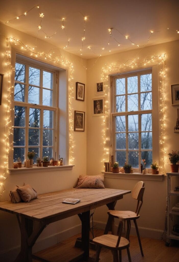 LED star lights and lanterns decor for magical Christmas ambiance
