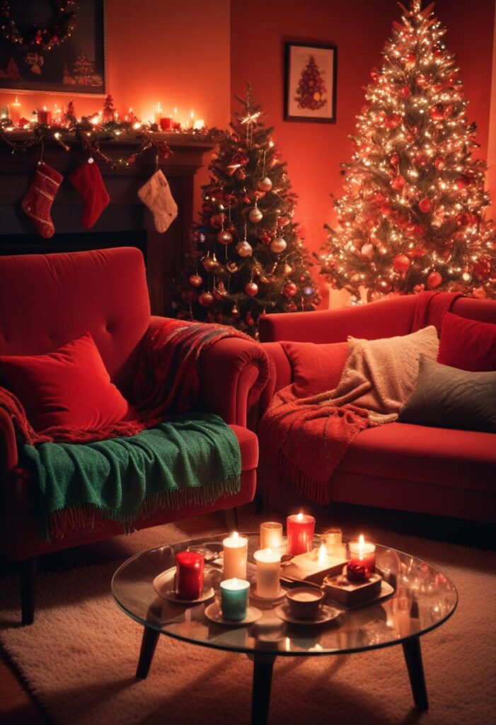 Rustic wooden Christmas ornaments and natural log centerpieces