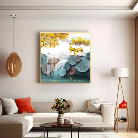 “Botanical and nature wall prints adding greenery theme to living room”