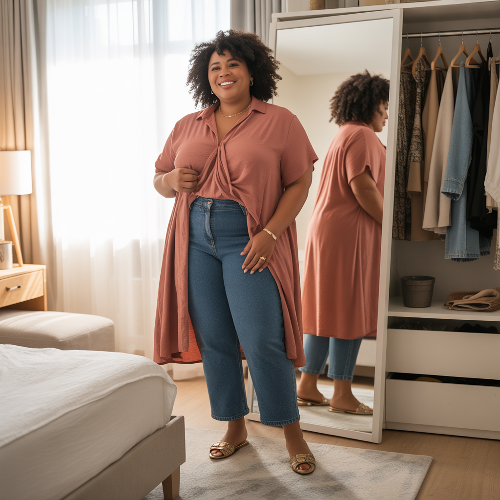 Plus size fashion basics showing comfortable and well-fitted everyday clothing