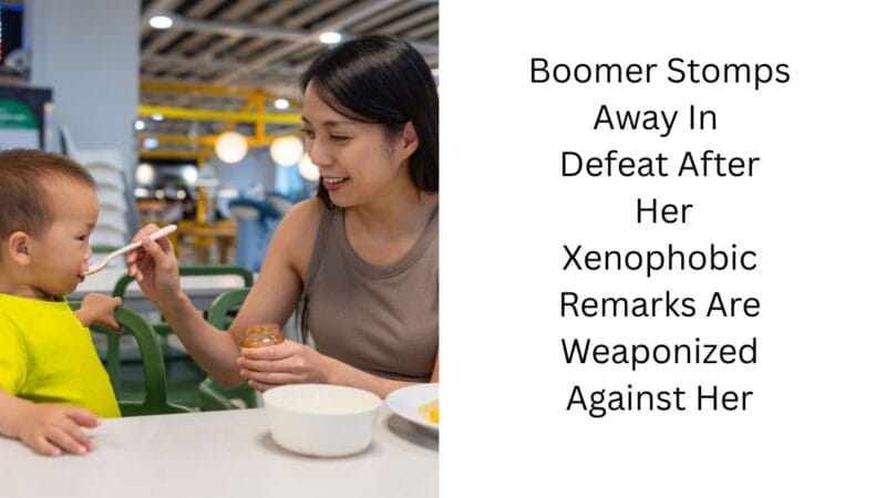 Boomer Stomps Away In Defeat After Her Xenophobic Remarks Are Weaponized Against Her