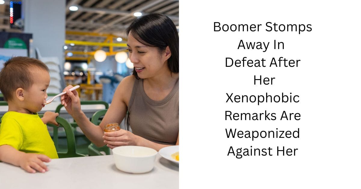 Boomer Stomps Away In Defeat After Her Xenophobic Remarks Are Weaponized Against Her