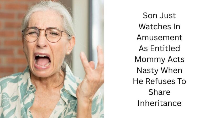 Son Just Watches In Amusement As Entitled Mommy Acts Nasty When He Refuses To Share Inheritance