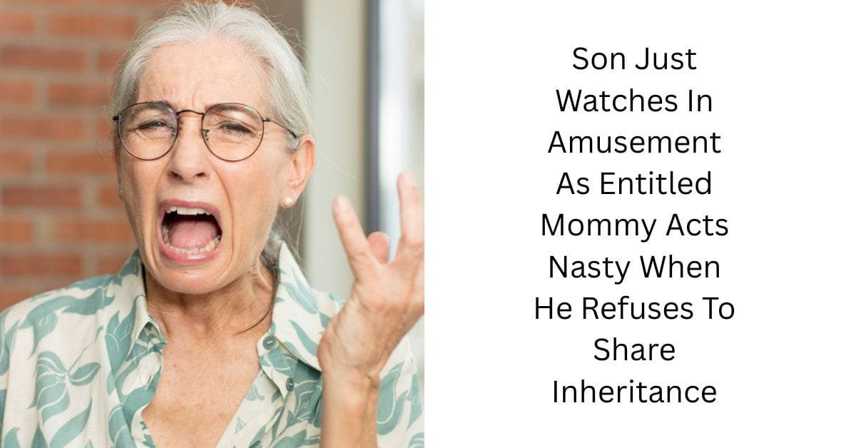 Son Just Watches In Amusement As Entitled Mommy Acts Nasty When He Refuses To Share Inheritance