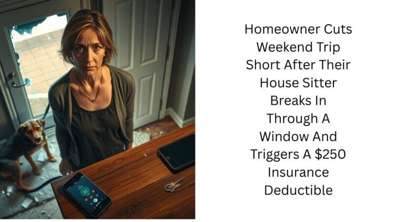 Homeowner Cuts Weekend Trip Short After Their House Sitter Breaks In Through A Window And Triggers A $250 Insurance Deductible
