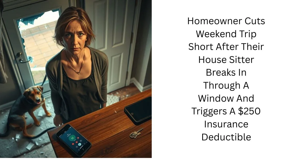 Homeowner Cuts Weekend Trip Short After Their House Sitter Breaks In Through A Window And Triggers A $250 Insurance Deductible