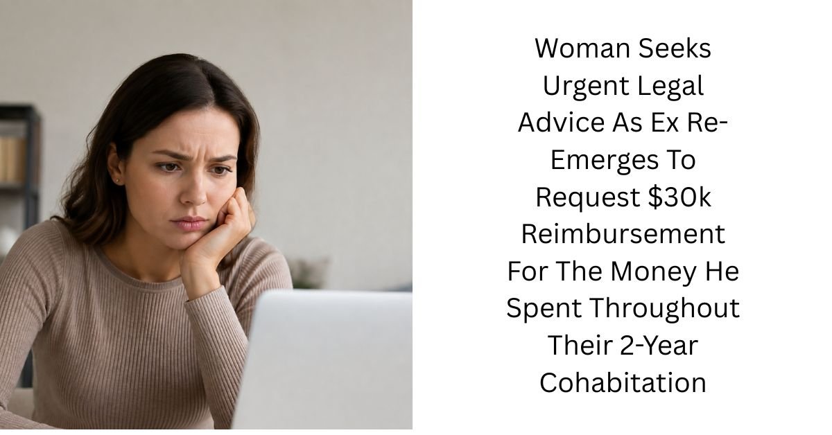 Woman Seeks Urgent Legal Advice As Ex Re-Emerges To Request $30k Reimbursement For The Money He Spent Throughout Their 2-Year Cohabitation