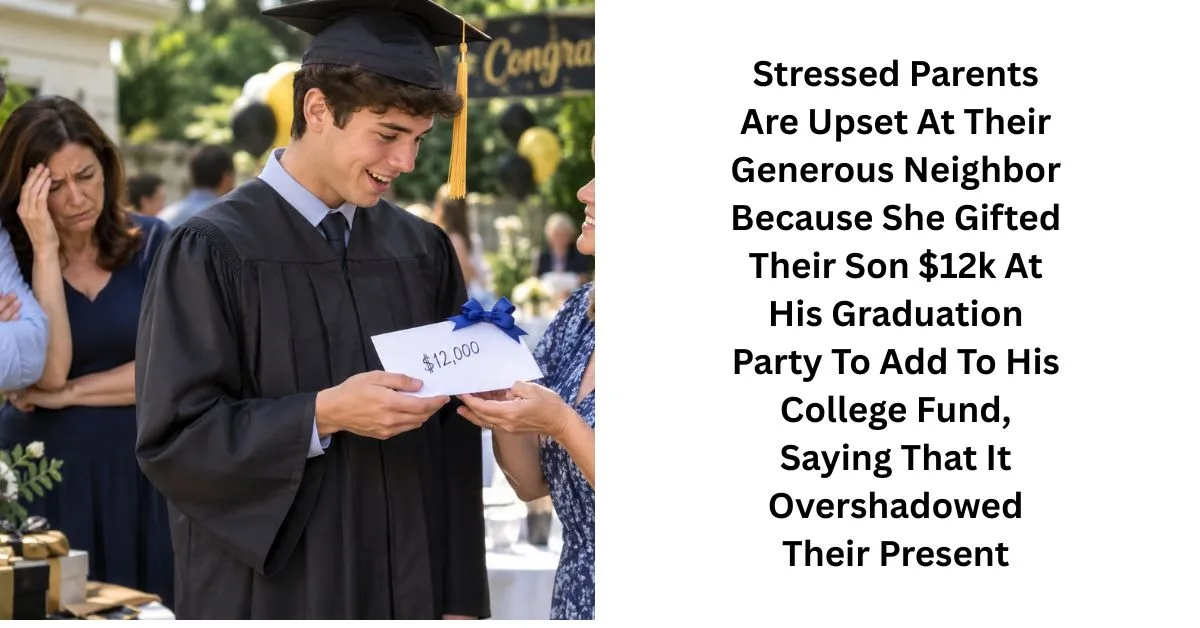 Stressed Parents Are Upset At Their Generous Neighbor Because She Gifted Their Son $12k At His Graduation Party To Add To His College Fund, Saying That It Overshadowed Their Present