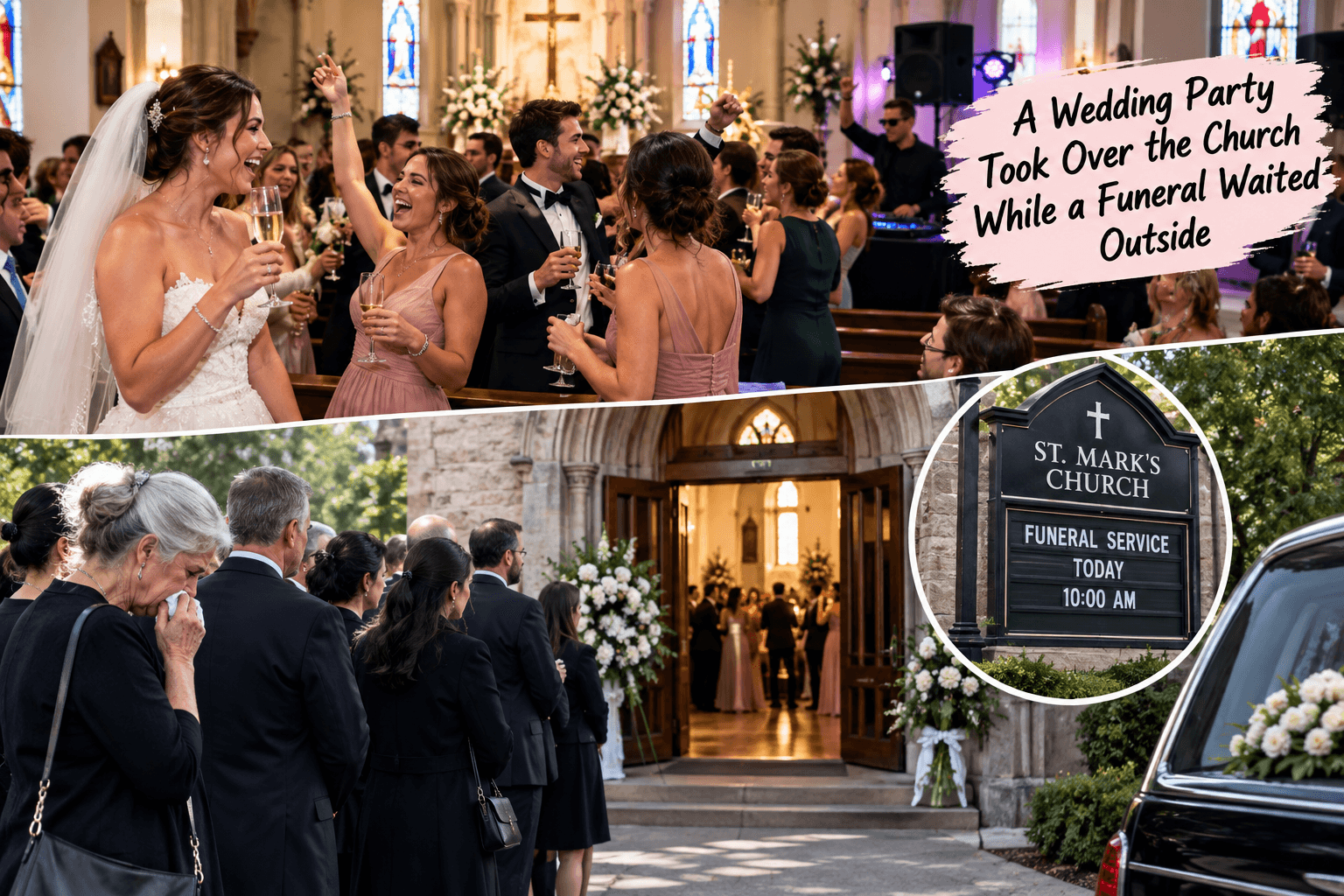 A Wedding Party Took Over the Church While a Funeral Waited Outside