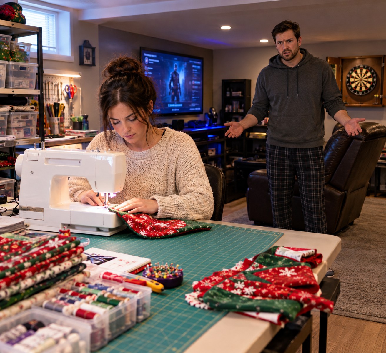 AITA for Moving My Sewing Machine Into My Husband’s Game Room After He Gave My Craft Room to His Mom?