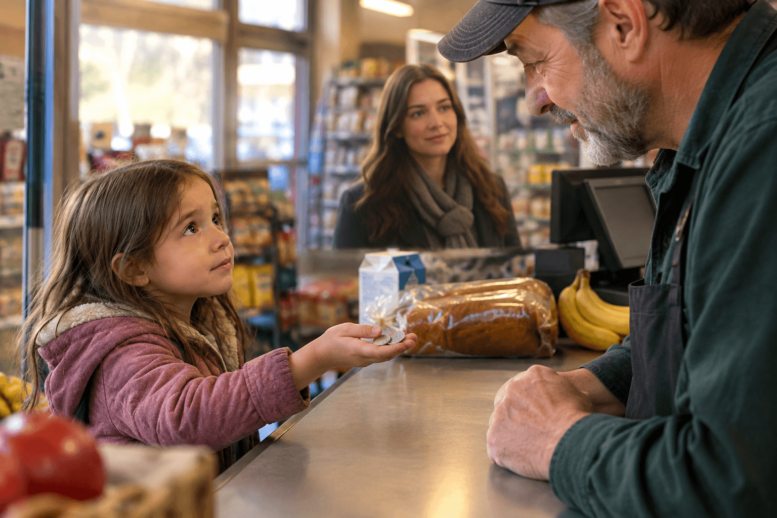 A Little Girl Tried to Pay for Groceries With Two Coins—Years Later, She Finally Understood the Owner’s Words